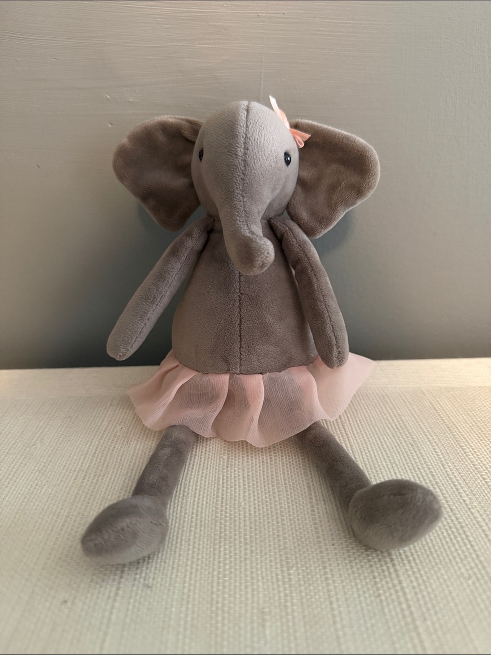 Jellycat Gray Elephant Plush with Pink Tulle Skirt